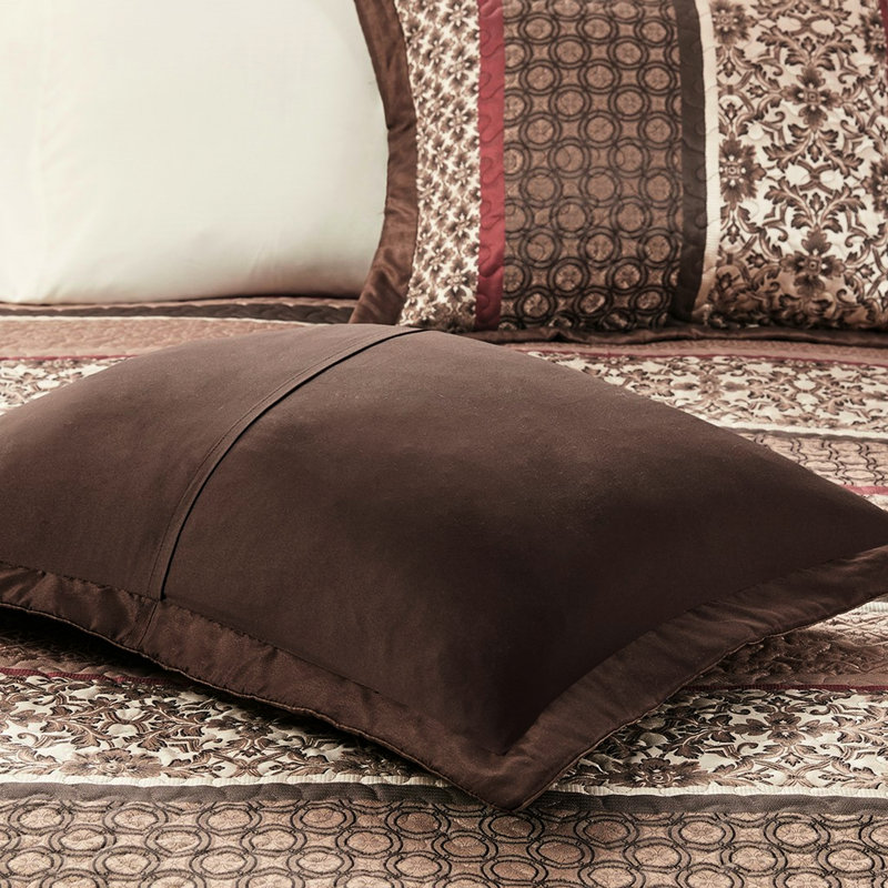 Chambre double / grand rouge avec courtepointe 5 pièces et coussins réversibles en 2 coussins décoratifs, Rouge