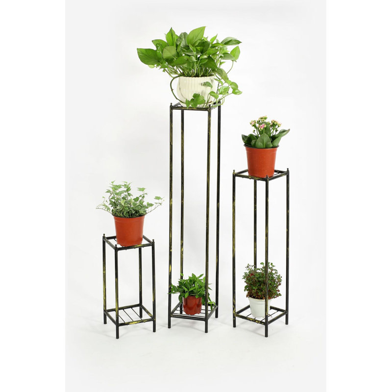 Ensemble de support à plante en fonte gris stone