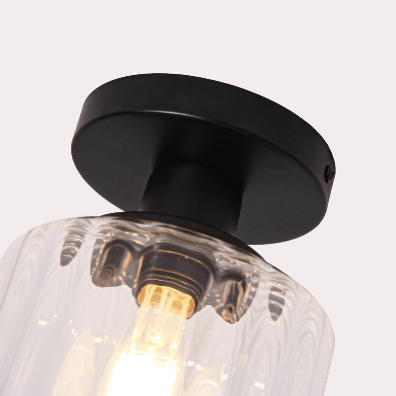 Plafonnier semi-encastré en verre 1 lumière, Noir