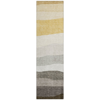 Machine Washable Indoor/Outdoor Xhevrie Pewter Rug