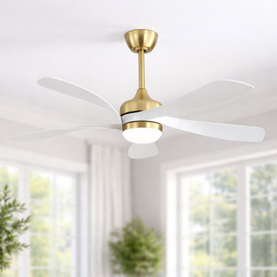 Ventilateur de plafond d'intérieur à pales intérieures en bois massif avec télécommande et réversible à 6 vitesses