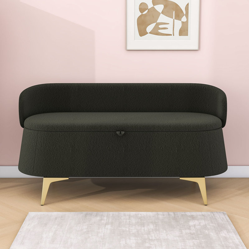 Upholstered Bed End Sofa Stool with Storage Space, Green