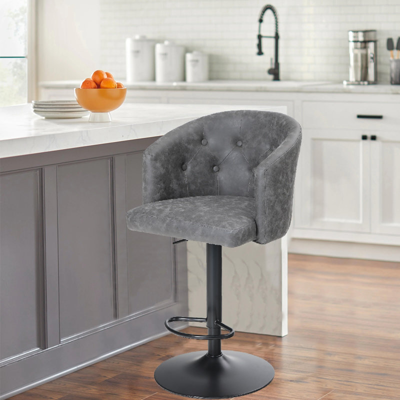 Tabouret de bar pivotant à hauteur réglable, gris