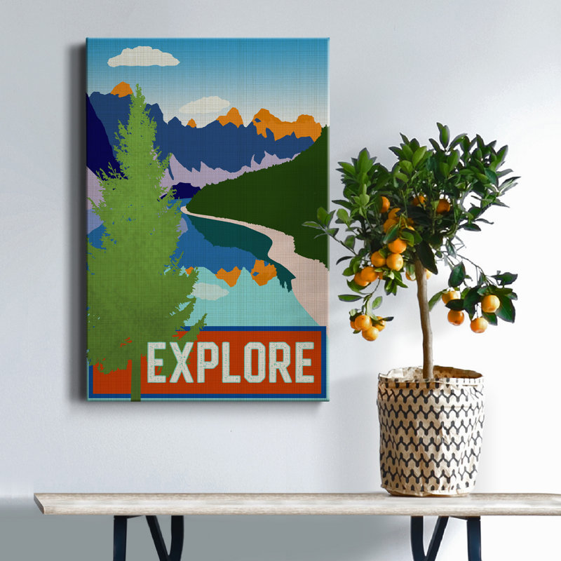 Explore - impression d'art graphique, H 12 po x l 8 po x P 1,5 po, Toile tendue, Pas de tapis