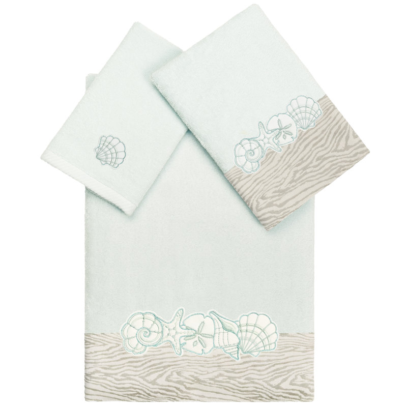 Ensemble de serviettes 100% coton turc 3 pièces SHELL ROW, Turquoise