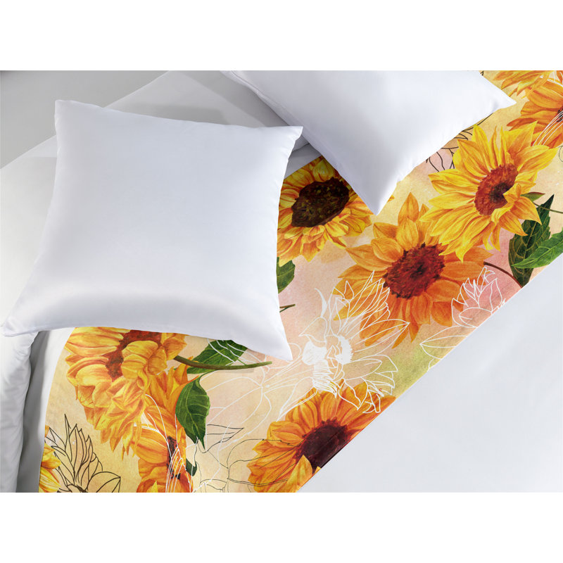Foulard de lit Ambesonne Sunflowers Boho Summer, Très grand lit