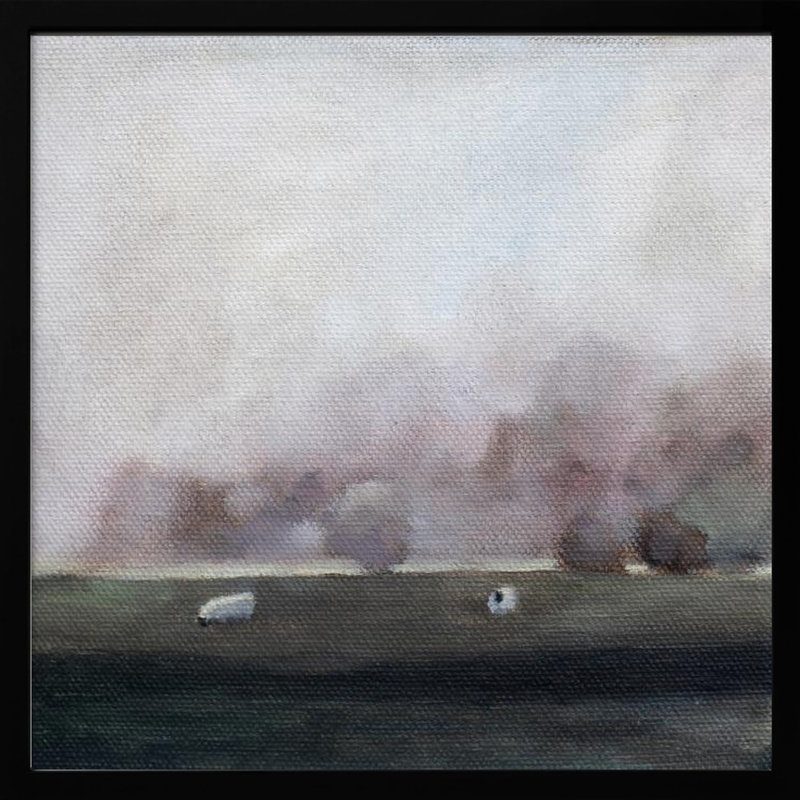 "Sheep at Pasture", art mural texturé encadré, H 12 po x l 12 po, Noir