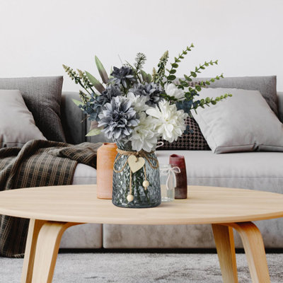 Artificial Flowers In Vase,Table Centerpieces For Dining Room,Fake Flowers With Vase,Kitchen Table Decor