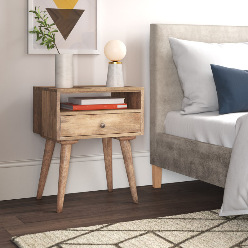 Emme 45cm W Solid Wood Bedside Table