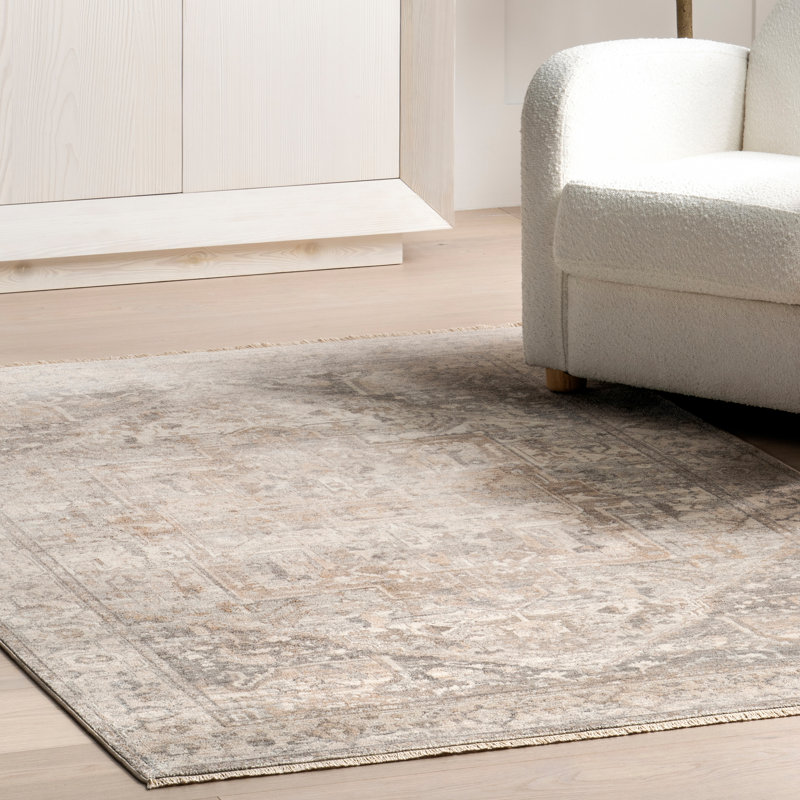 Wideman Oriental Power Loom Performance Silver Rug, Square 8'