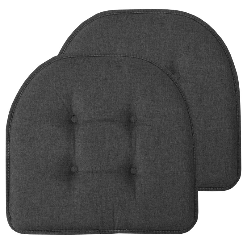 Solid U-Shaped Non-Slip Indoor Chair Cushion, Charcoal, 2