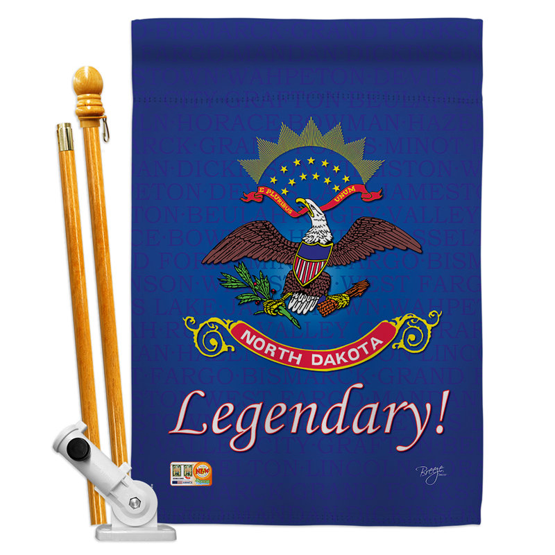 Double Sided 40'' H x 28'' W Polyester Flag Set, North Dakota