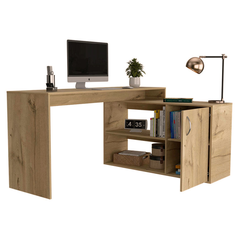 Axis Modern L-Shaped Computer Desk with Open & Closed Storage