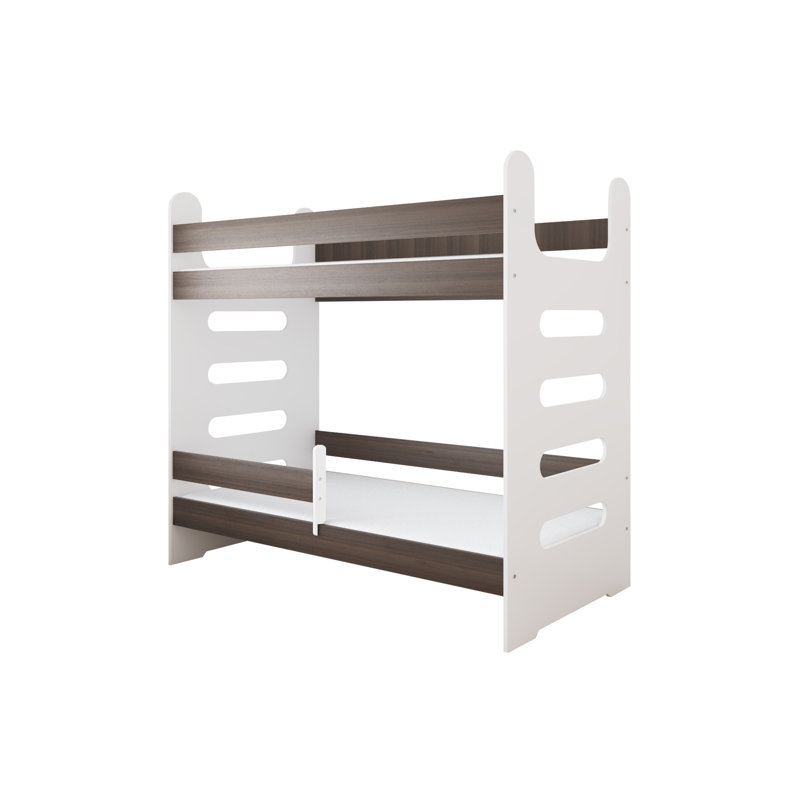 Cannady Bunk Bed with Built-in Ladder Included, European Toddler (80 x 160 cm), Nut