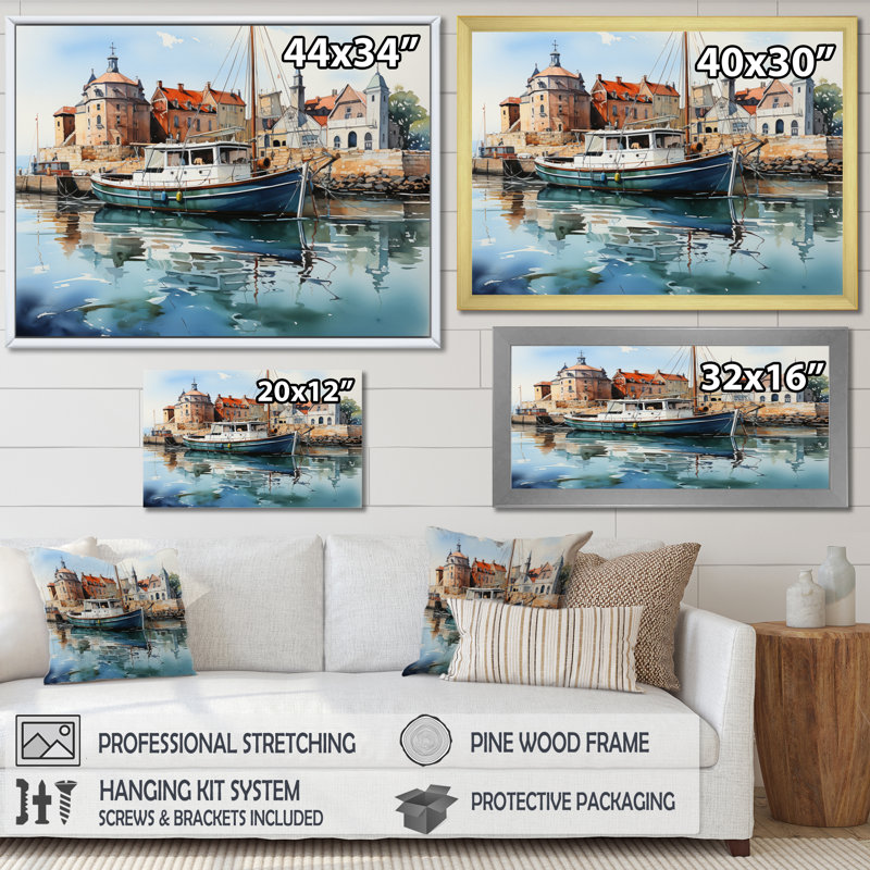 Port Harbor Reflections X sur impression sur toile, H 12 po x l 20 po x P 1 po, Toile tendue