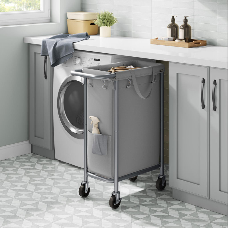 Panier à linge avec roulettes, Gris colombe