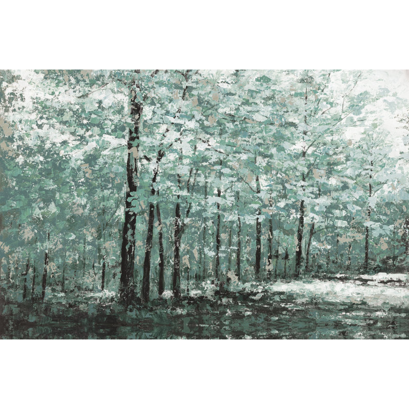 Blue Grey Neutral Trees - Wrapped Canvas Art Prints, 30cm H x 46cm W x 3.8cm D