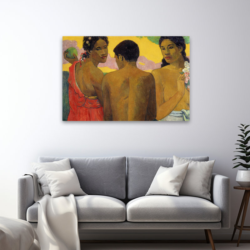 Trois tahitiens - musée post-impressionniste, H 32 po x l 48 po
