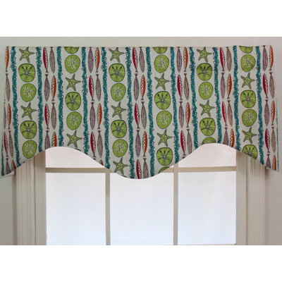 Cotton Blend Toile Scalloped Window Valance
