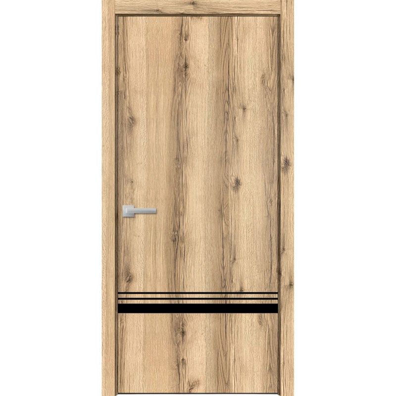 Porte intérieure moderne en bois pré-montée avec quincaillerie Planum 0012, cadre et moulures en chêne à panneau unique, portes robustes pour salle de bain et chambre à coucher - 24 po x 80 po