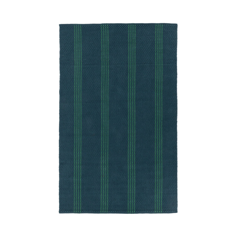 Sorrento Handwoven Performance Stripe Deep Blue Fabric Area Rug