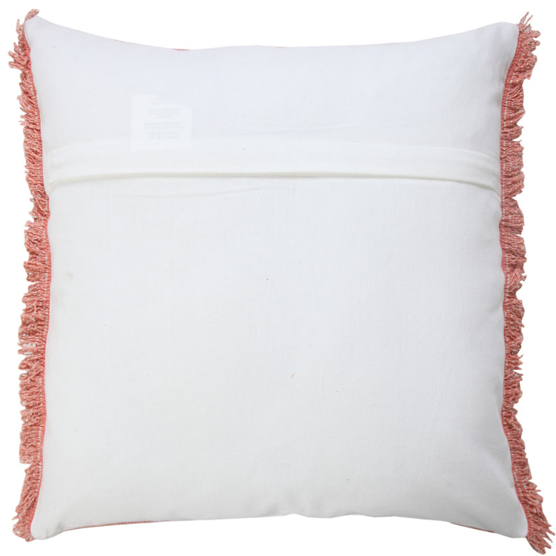 Coussin décoratif contemporain 100% coton à franges Contemporary, Rose