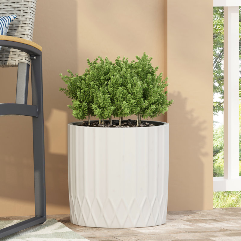Pot de fleurs en oxyde de magnésium - Porte-plantes blanc antique pour la maison, 32,2 cm de profondeur, largeur, hauteur, 4,2 kg, pour le jardin.