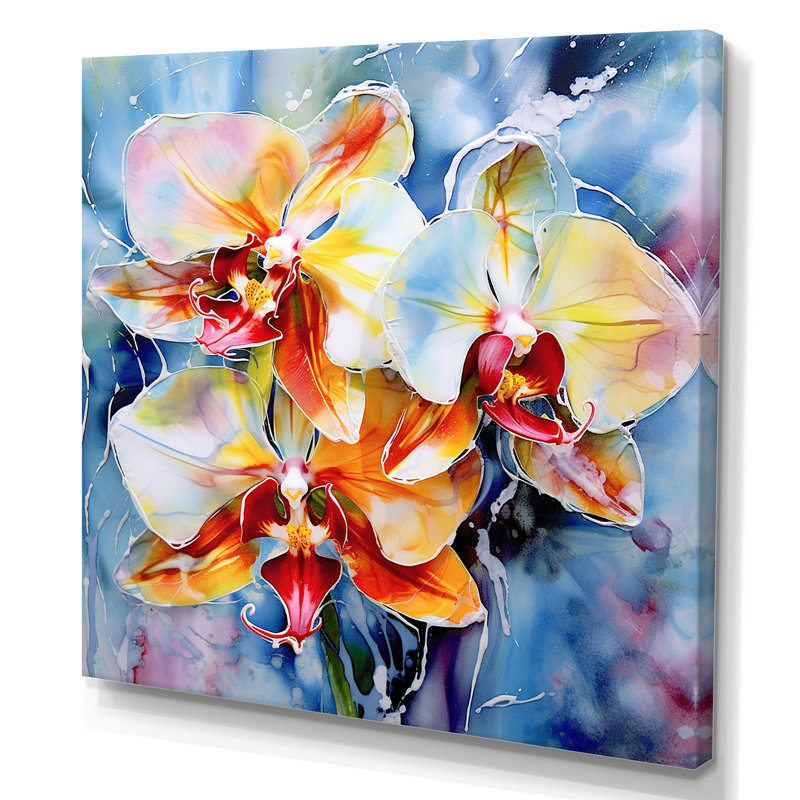 Belles belles orchidées rêveuses colorées sur toile, H 24 po x l 24 po x P 1 po, Toile tendue