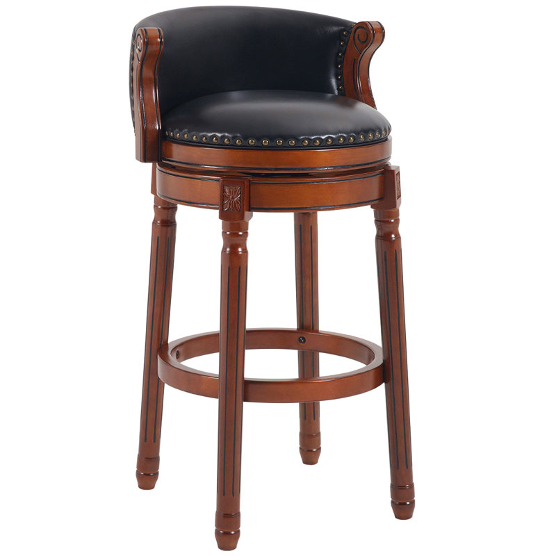 Tabourets de bar en bois avec dessus de vache, chaise pivotante à 360 degrés avec dossier pour comptoir de cuisine