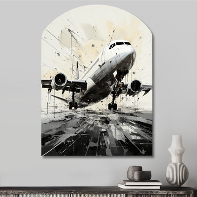 Abstracted Plane Flight Path - Plane Arch Shape Irregular Metal Wall Decor