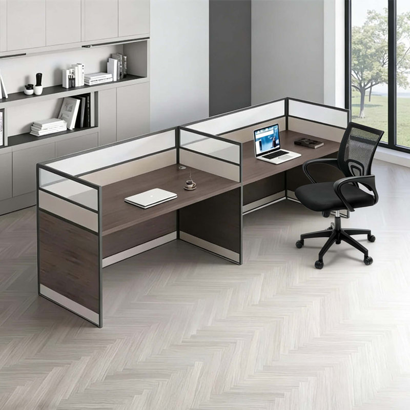 Bureau rectangulaire pour 2 personnes avec poste de travail avec banc