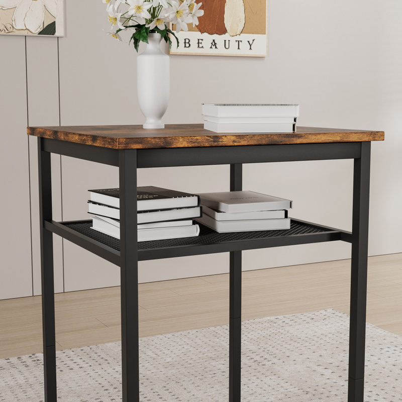 Ensemble de table de bar avec 2 tabourets, dossier et cloison, idéal pour socialiser et se détendre, Brun