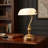 Kandace Antique Vintage Bronze Sleek White Glass Shade Bankers Table Lamp With Pull Switch For Living Room-129105556-122625798