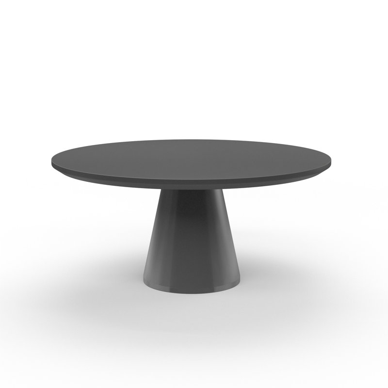 Delijah Outdoor Round Dining Table, Dark Gray