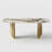 Hugette Modern 78.7" Sintered Stone Dining Table for 6-8 People, Large Rectangle Dining Room Table, Luxury White & Gold Kitchen Table with H-shape Stainless Steel Base (Table Only )-850415917-850415916