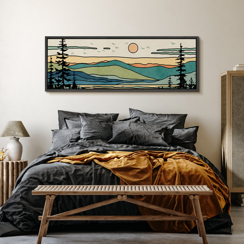 «Green Abstract Mountain Forest Landscape Extra Large», reproduction d'art sur toile encadrée, H 20 po x l 60 po