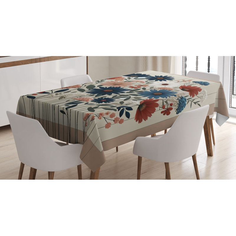 Dreonna Rectangle Floral Microfiber Tablecloth, 70" Rectangle