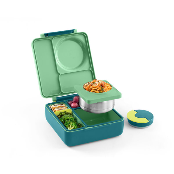 Wheat Straw Microwavable Lunch Box Thermos with Spoon 330ml Green