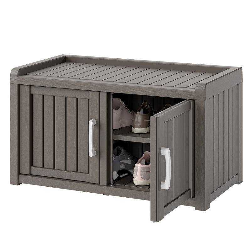 31.7" Shoe Storage Cabinet With Waterproof Uv-resistant, Gray