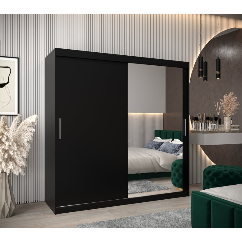 Asilah 2 Door Manufactured Wood Wardrobe, Black Matt