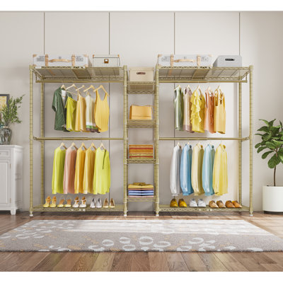  X3 Expandable 5'10"-8'3" Wall Mounted Clothes Rack, Pipe Closet Garment Rack