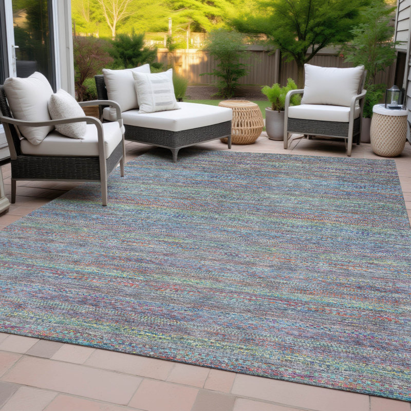 Machine Washable Indoor/Outdoor Oden ACN2148 Striped Rug, Rectangle 8' x 10'
