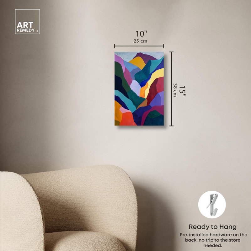 Art mural abstrait Mid-Century, Toile tendue, H 15 po x l 10 po