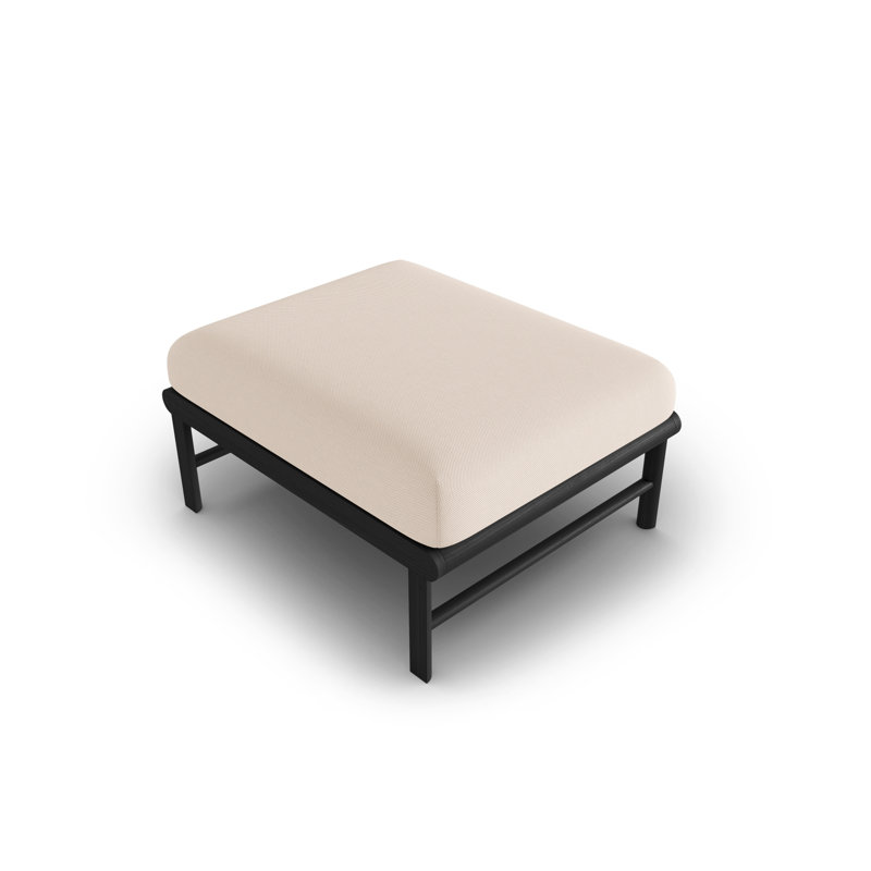 Upholstered Outdoor Ottoman, Light Beige