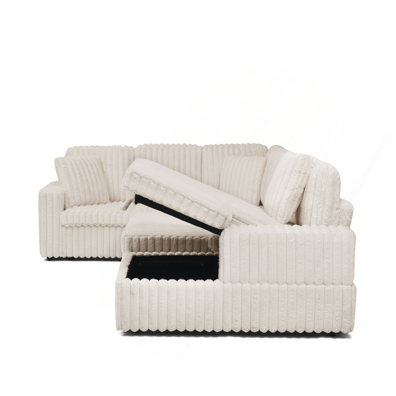 Canapé rembourré Corduroy, Beige