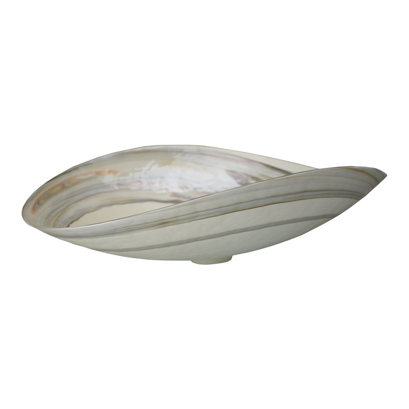 Murano Glass Oval Vessel Bathroom Sink, Abalone