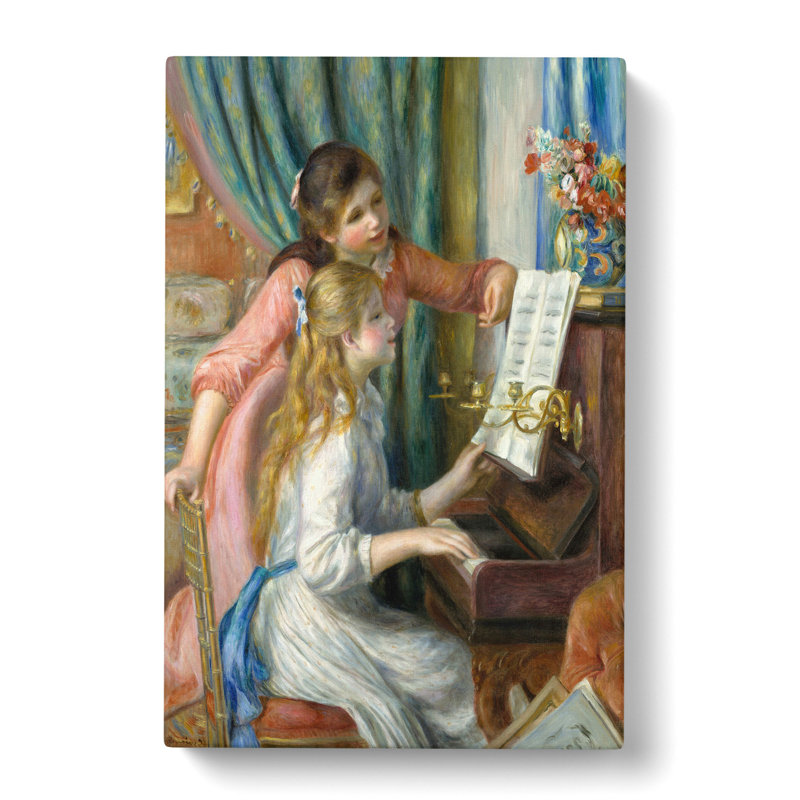 Two Young Girls at the Piano by Pierre-Auguste Renoir - Wrapped Canvas Painting, 50cm H x 35cm W x 3cm D