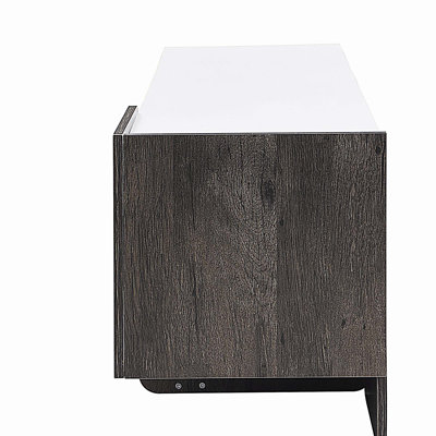 Meuble télé pour téléviseur de 70 po ou moins, meuble télé moderne avec pieds en métal, 1 tiroir, 2 armoires et tablettes réglables