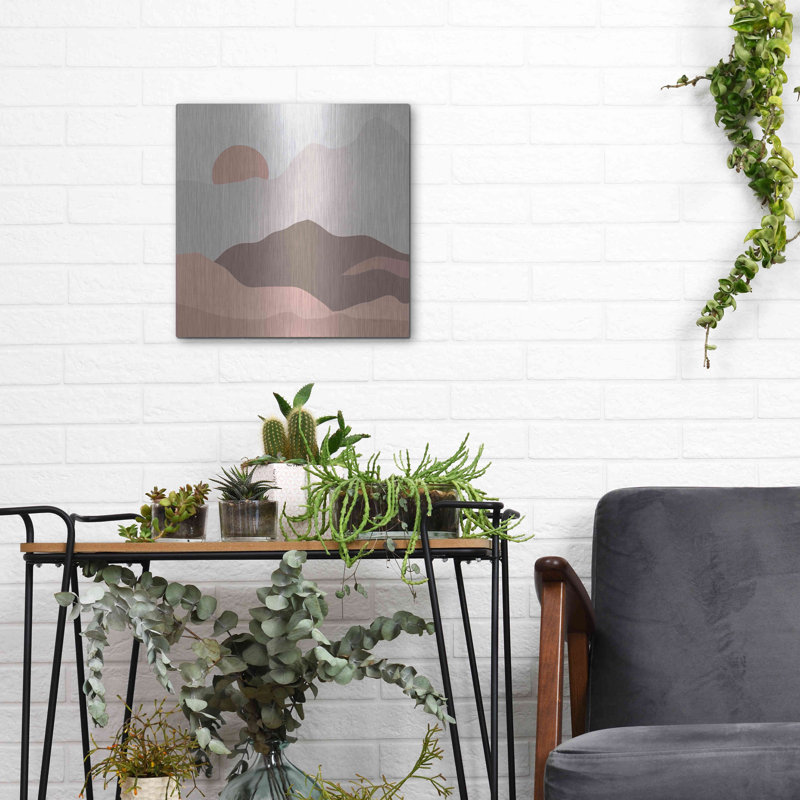 Lark Manor ™ «Mountainous II» par Sara Zieve Miller, art mural en métal, MTL-10867, H 12 po x l 12 po