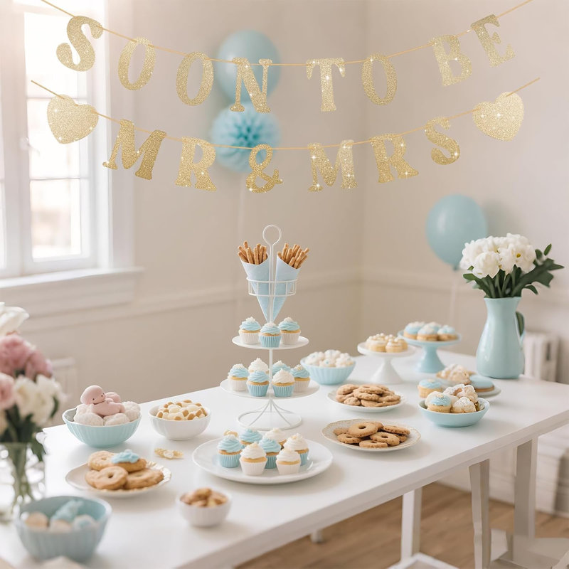 Bannière de fête prénuptiale bientôt pour être Mr et Mme